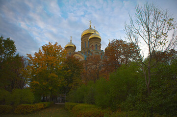Karosta Latvia Orthodox Cathedral on a cloudy autumn day