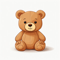 Fototapeta premium Bear toy, illustration, pure white background сreated with Generative Ai