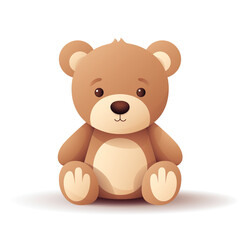 Naklejka premium Bear toy, illustration, pure white background сreated with Generative Ai