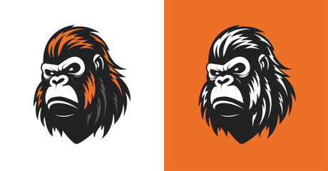 Gorilla colored head logo icon 001