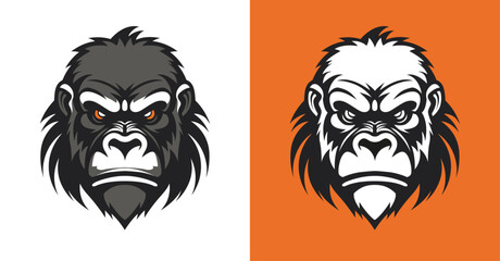 Gorilla colored head logo icon 005