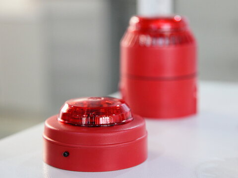 Fire detector - red warning lamp for fire alarm - fire fighting equipment for firefighting system