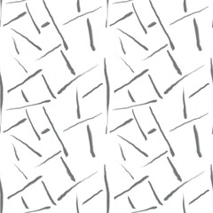 Seamless abstract pattern. Simple background with grey, white texture. Lines, squares. Digital brush strokes background. Design for textile fabrics, wrapping paper, background, wallpaper, cover.