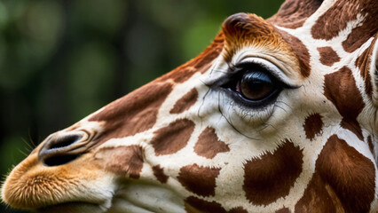 Reticulated giraffe close-up, animal welfare concept