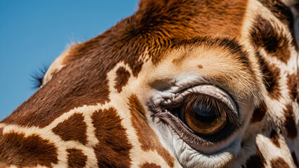 Reticulated giraffe close-up, animal welfare concept