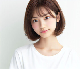 Fototapeta premium 白いTシャツの美少女 