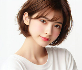 Fototapeta premium 白いTシャツの美少女 