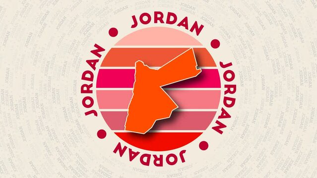 Jordan logo intro. Badge with the circular name and map of country. Neat Jordan round logo animation.