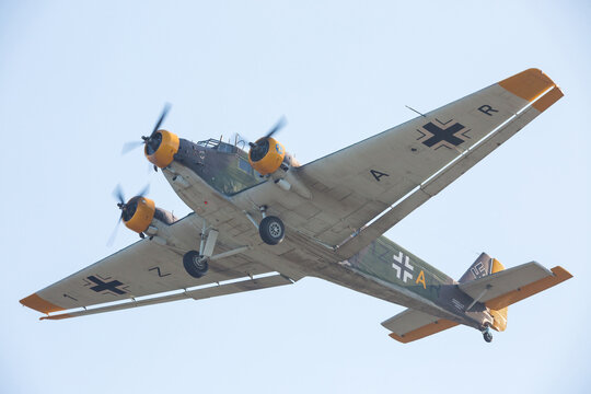 German Junkers JU 52 Transport Aircraft in Flight