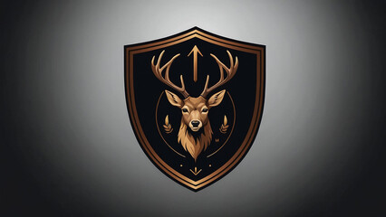 A modern and eye-catching logo design featuring a deer with long horns in a sleek and geometric style. The vector illustration showcases the herbivore's strength and grace, with clean lines and