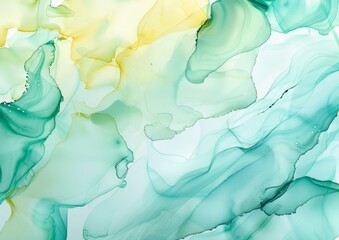Naklejka premium An abstract artwork featuring vibrant green and yellow colors blending and swirling across the canvas