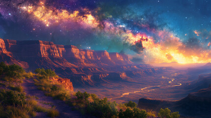 Galactic Canyon. Canyon with a view of the galaxy