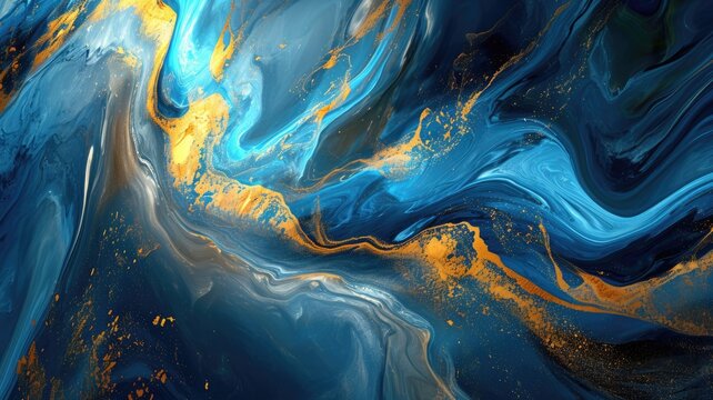 The abstract picture of the two colours of blue and gold colours that has been created form of the waving shiny smooth satin fabric that curved and bend around this beauty abstract picture. AIGX01.