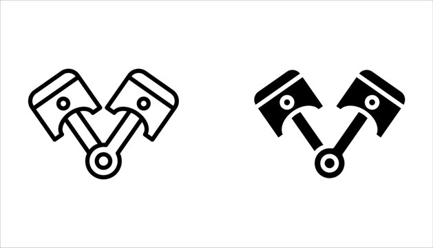 Set of piston icon engine on a white background.