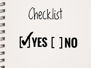 Yes No checkbox with yes box selected with a checkmark