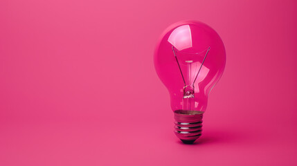 pink light bulb on solid pink background