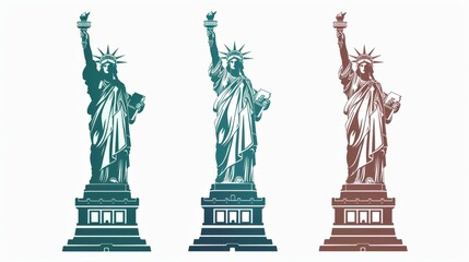 Statue of Liberty design isolated on white background, vector illustrations