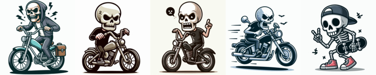 set vector of skeleton cartoon illustration