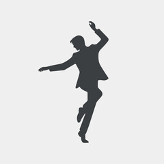 Fototapeta na wymiar Vector illustration silhouette of dancing man, black and white, flat art, dancer, dancing, modern dance.