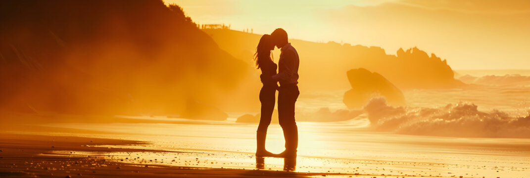 In the Arms of Love - A Romantic Embrace Captured at Sunrise