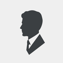 Vector illustration silhouette of man, black and white, flat art, businessman.