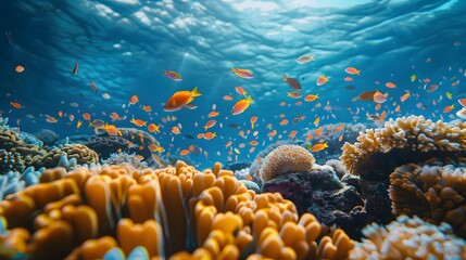 Fototapeta na wymiar Exotic Coral Reef: Underwater Wildlife in Vibrant Seascape Landscape