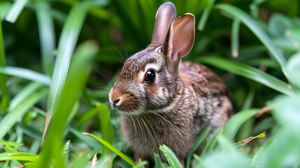 Naklejka na ściany i meble Sweet Spring Greetings: Bunny in a Nature-inspired Gift Concept. Generative AI