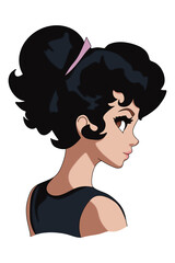 side profile of a woman with long hair