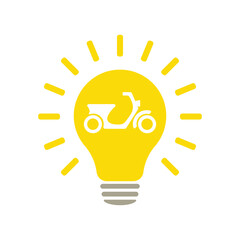 Light bulb icon with moped, illustration