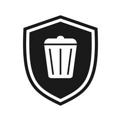 Shield with trash can, illustration