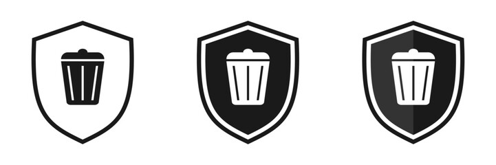 Set of shields with trash can, illustration