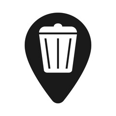 Map label with trash can, illustration
