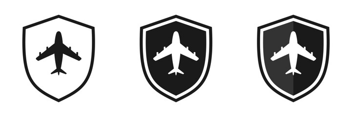 Set of shield with airplane, illustration