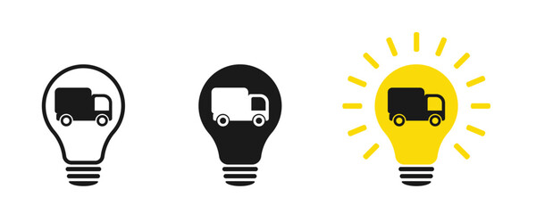 Set of light bulbs with truck, illustration