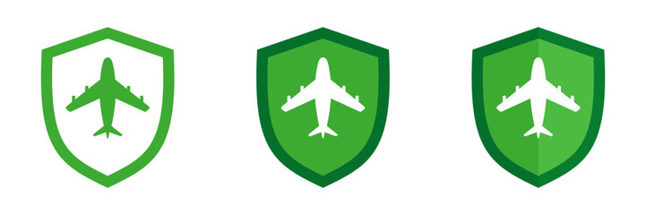 Set of shield with airplane, illustration