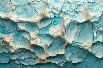 A surreal icy texture with blue hues and sandy cracks, creating an abstract, artistic impression of...