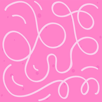 colorful squiggle line doodle pink, white pattern. Creative minimalist style print background for kids. trendy design with basic uneven lines shapes. Scribble party confetti texture, childish