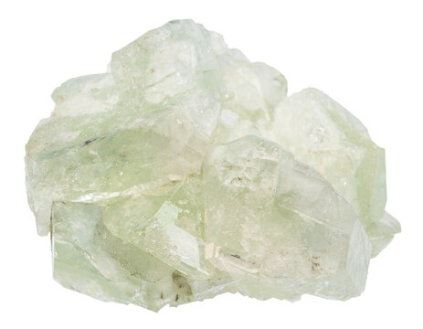 close up of sample of natural stone from geological collection - raw datolite mineral isolated on white background from Dalnegorsk, Primorye