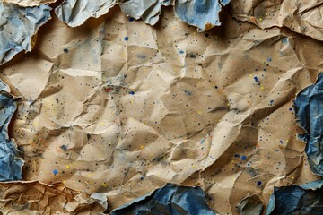 Crumpled recycled cardboard with visible fibers, highlighting eco-friendly material use.
