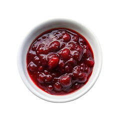 Cranberry sauce in a bowl isolated on a transparent background.