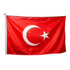 Flag of Turkey on flagpole. Isolated on transparent background.