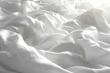 Crisp white fabric waves with gentle curves and ripples, giving a sense of softness and purity. - obrazy, fototapety, plakaty