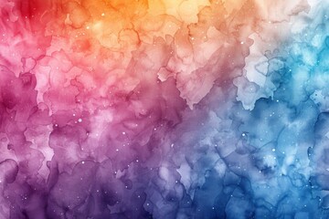 Gradient watercolor splash transitioning from warm reds to cool purples, resembling a celestial nebula. - obrazy, fototapety, plakaty