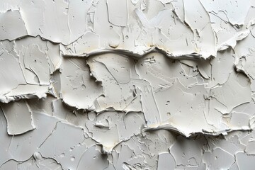 Thick white paint texture on canvas with raised brushwork and dynamic strokes.