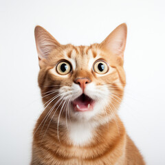 Obraz premium ginger cat with expression of shock and horror on its face, realistic сreated with Generative Ai