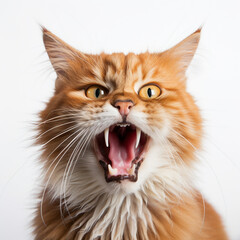 Fototapeta premium ginger cat with expression of shock and horror on its face, realistic сreated with Generative Ai