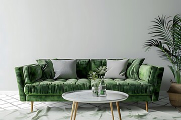 an modern minimal green living room