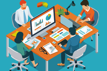 Project Management Mastery - Strategic Planning, Resource Allocation, Scheduling. Smart Project Manager Overseeing Task Completion on Multiple Dashboards. Vector Illustration for Business Presentation