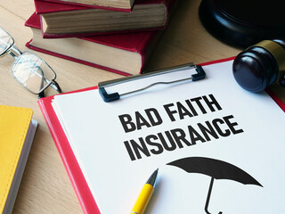 Bad faith insurance is shown using the text on Legal Documents