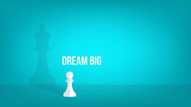 Dream big. Vector chess pawn with shadow of the king	